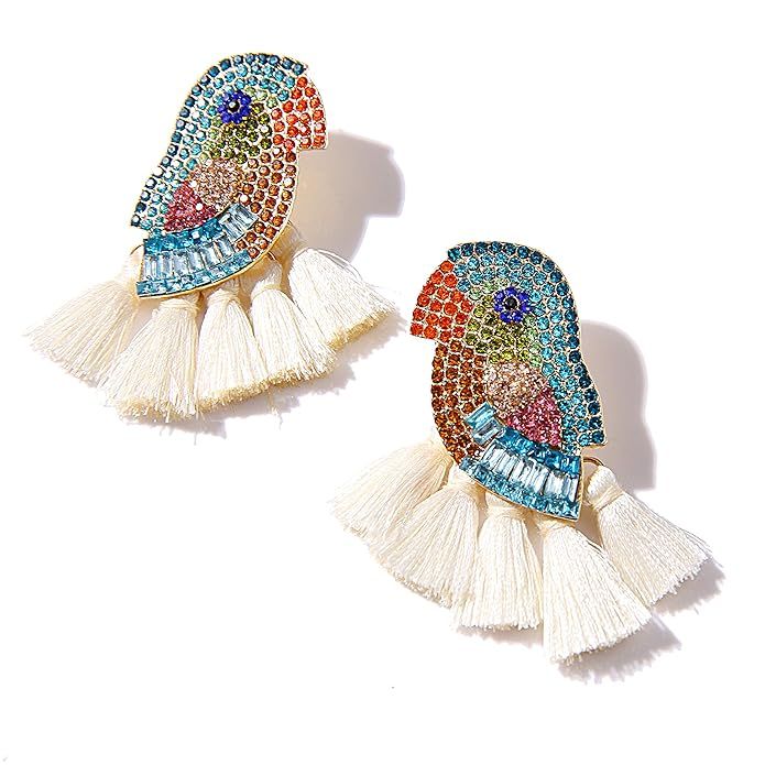 Animal Tassel Earrings for Women - Parrot-Themed Creative Tassel Earrings-Exquisite Handmade Earr... | Amazon (US)