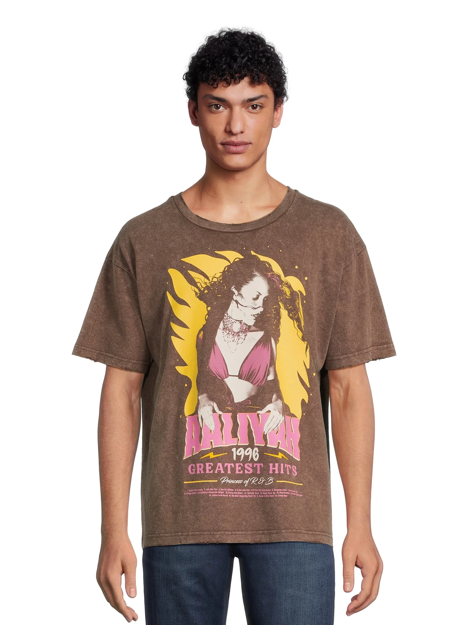 Aaliyah Men’s and Big Men’s Oversized Graphic Band Tee, Sizes XS-3XL - Walmart.com | Walmart (US)