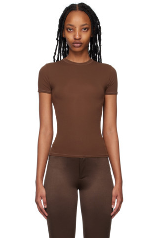 SKIMS - Brown Fits Everybody T-Shirt | SSENSE