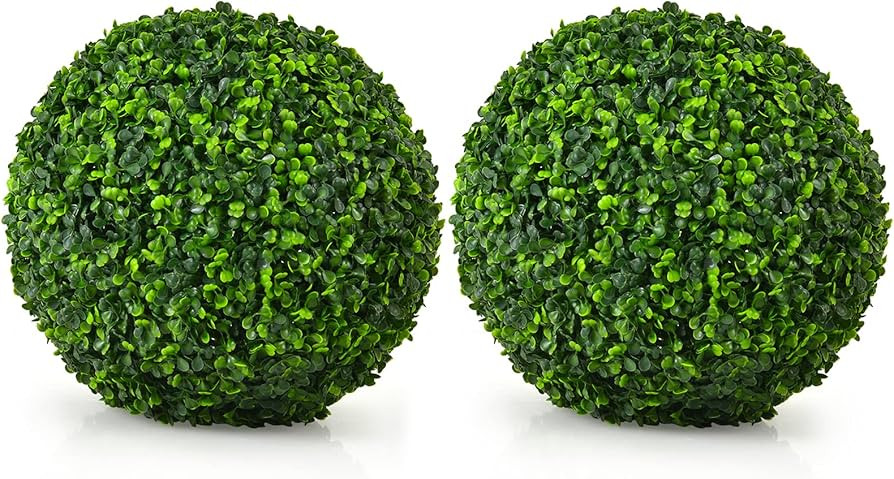 Goplus 2 PCS 15.7 Inch Artificial Plant Topiary Ball, Round Faux Boxwood Balls Outdoor, Garden Sp... | Amazon (US)