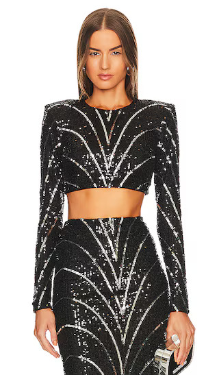 x REVOLVE Leonie Crop Top in Black & Silver | Revolve Clothing (Global)