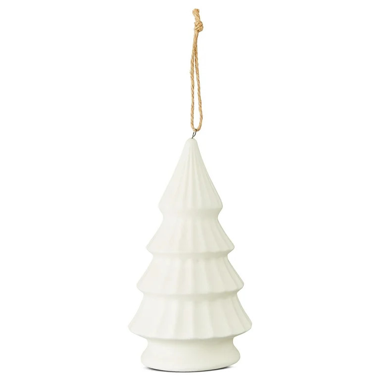 White Ceramic Tree Christmas Ornament, Modern Frost Theme, 4.9", by Holiday Time | Walmart (US)
