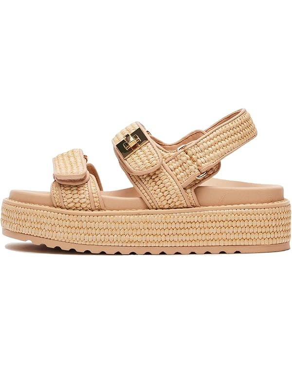 Raffia Platform Sandals for Women Comfortable Casual Beach Sandals,Summer Open Toe Slingback Plat... | Amazon (US)
