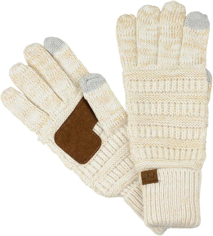 C.C Unisex Cable Knit Winter Warm Anti-Slip Touchscreen Texting Gloves | Amazon (US)