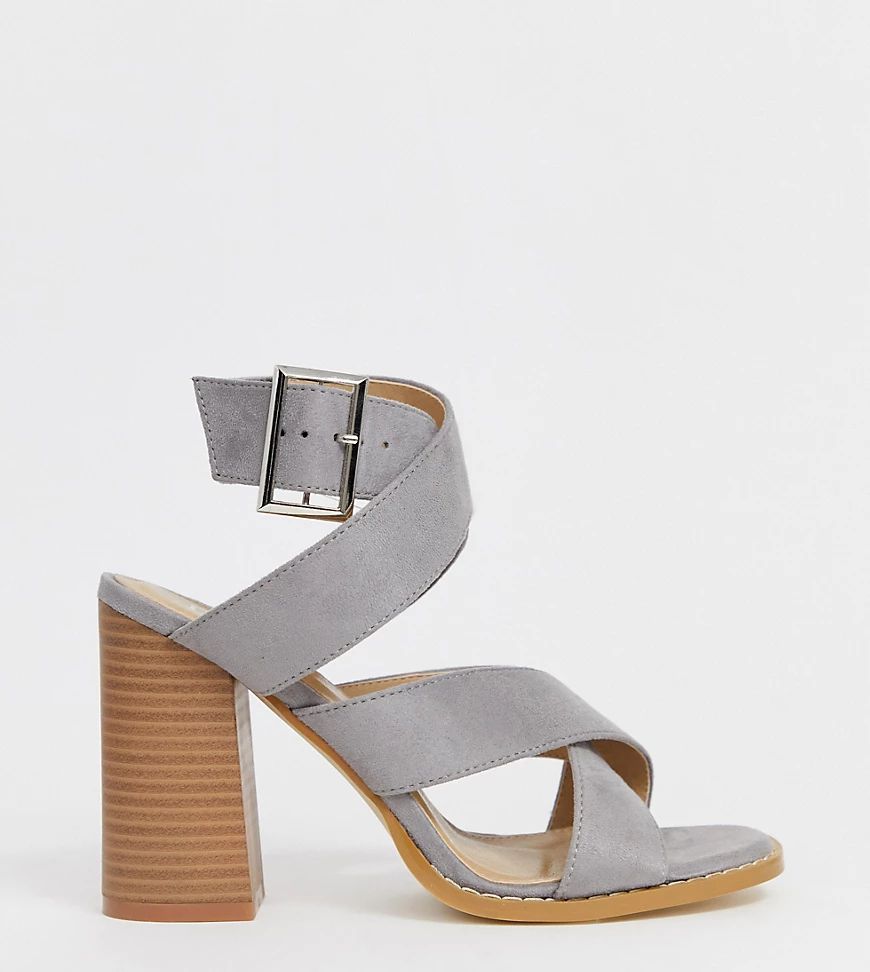 RAID Wide Fit Abree gray stacked heel sandals | ASOS (Global)