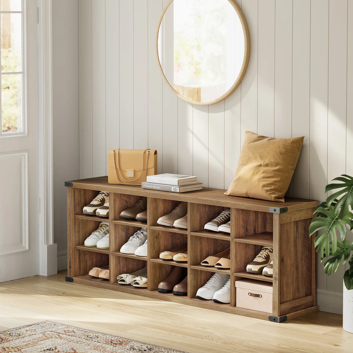 15 Pair Shoe Storage Bench with Adjustable Shelves | Wayfair North America