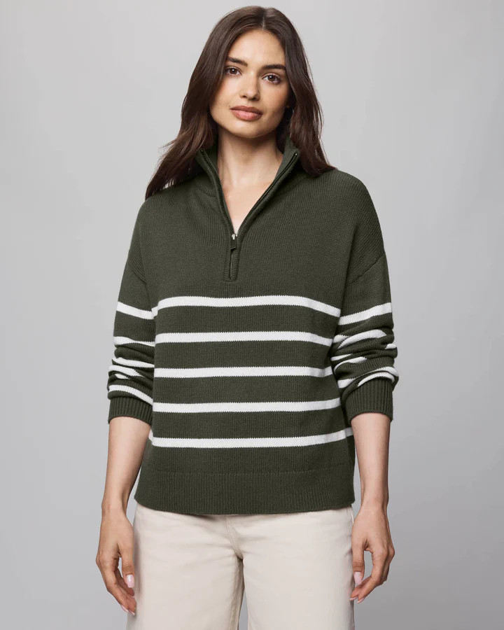 Georgie Stripe Quarter Zip Sweater | Splendid | Splendid