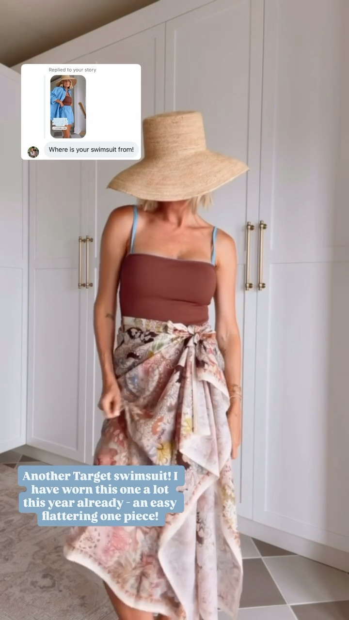 I have been wearing this swimsuit on repeat! Love the brown with a touch of blue! A swimsuit staple for the summer! Wearing M!

Loverly Grey, swimsuit, one piece swimsuit, sarong, beach outfit 

#LTKSeasonal #LTKSwim