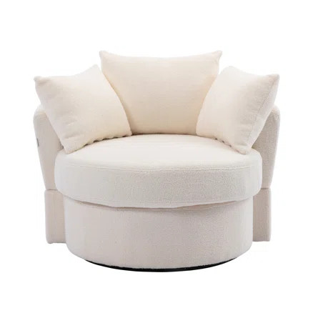 Orren Ellis 40.16'' Wide Linen Swivel Barrel Chair | Wayfair | Wayfair North America