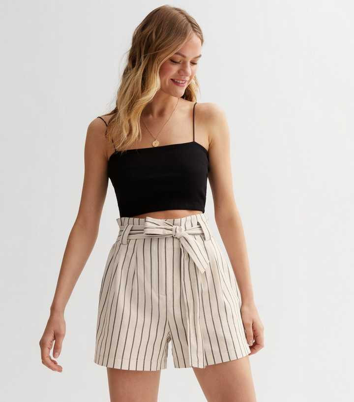 White Stripe Cotton Belted Shorts
						
						Add to Saved Items
						Remove from Saved Items | New Look (UK)
