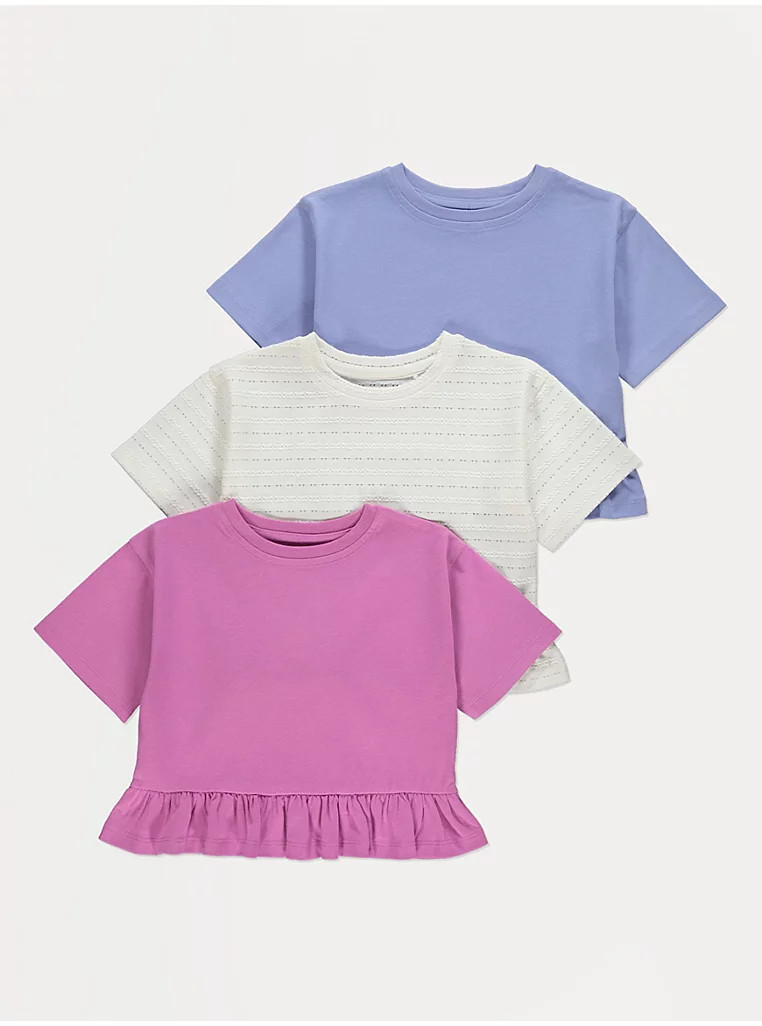Short Sleeve Peplum Tops 3 Pack | George