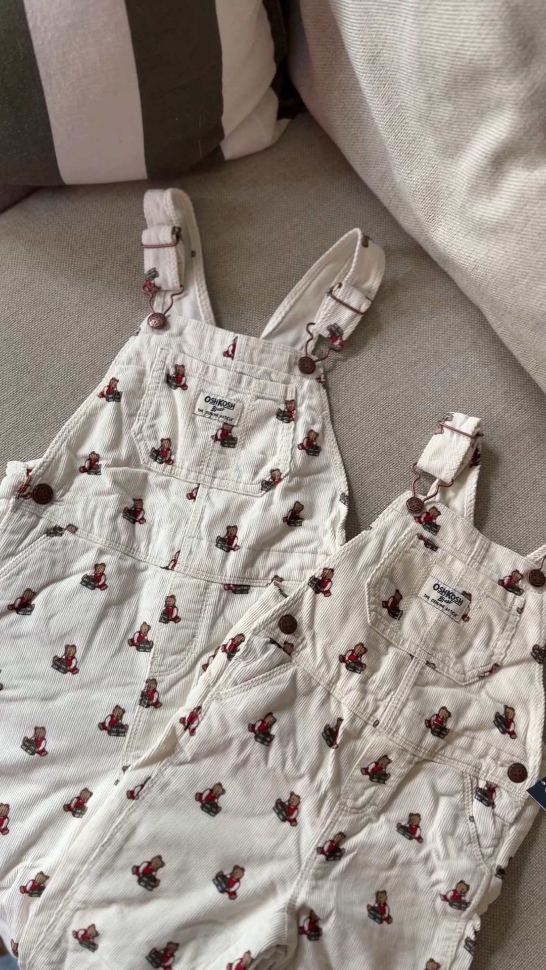 Teddy bear OshKosh overalls 🧸🤎😍😍😍 I’ve been waiting for this package!!!! Both babies are wearing them to meet Santa in a couple weeks — sooo excited!!!! 🎅🏼❤️

#LTKFindsUnder50 #LTKFamily #LTKHoliday