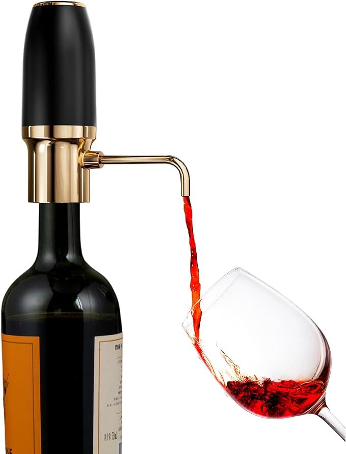 Sip & Shimmer Electric Wine Aerator, Modern Wine Aerator, Electric Wine Dispenser, Black & Gold W... | Amazon (US)