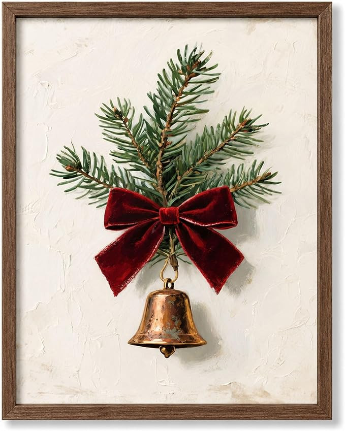 ZLKAPT Vintage Christmas Print With Antique Bell: 8 x 10 Inch Unframed | Amazon (US)