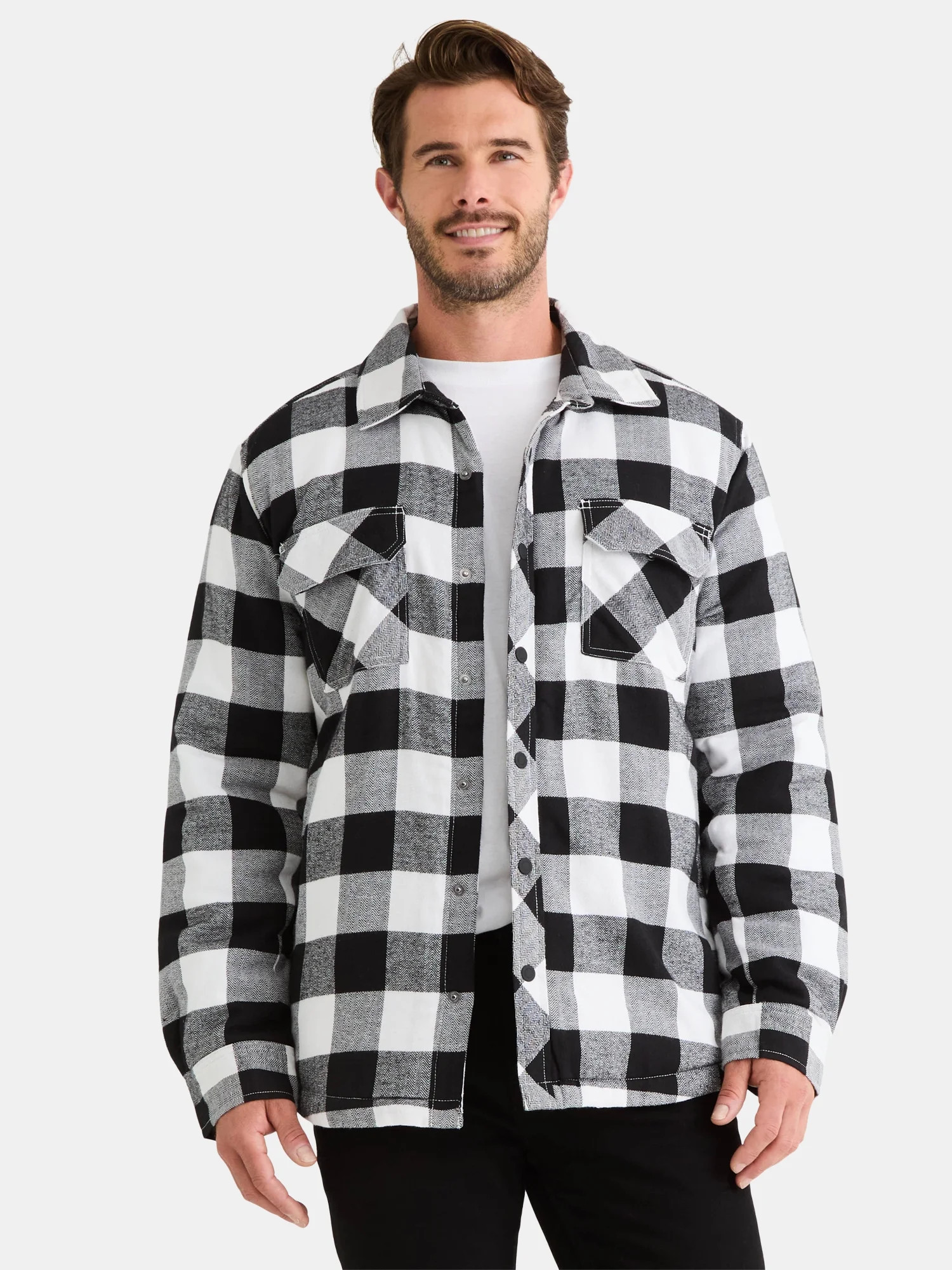 George Men's and Big Men's Fleece Lined Shirt Jacket, Sizes S-3XL | Walmart (US)