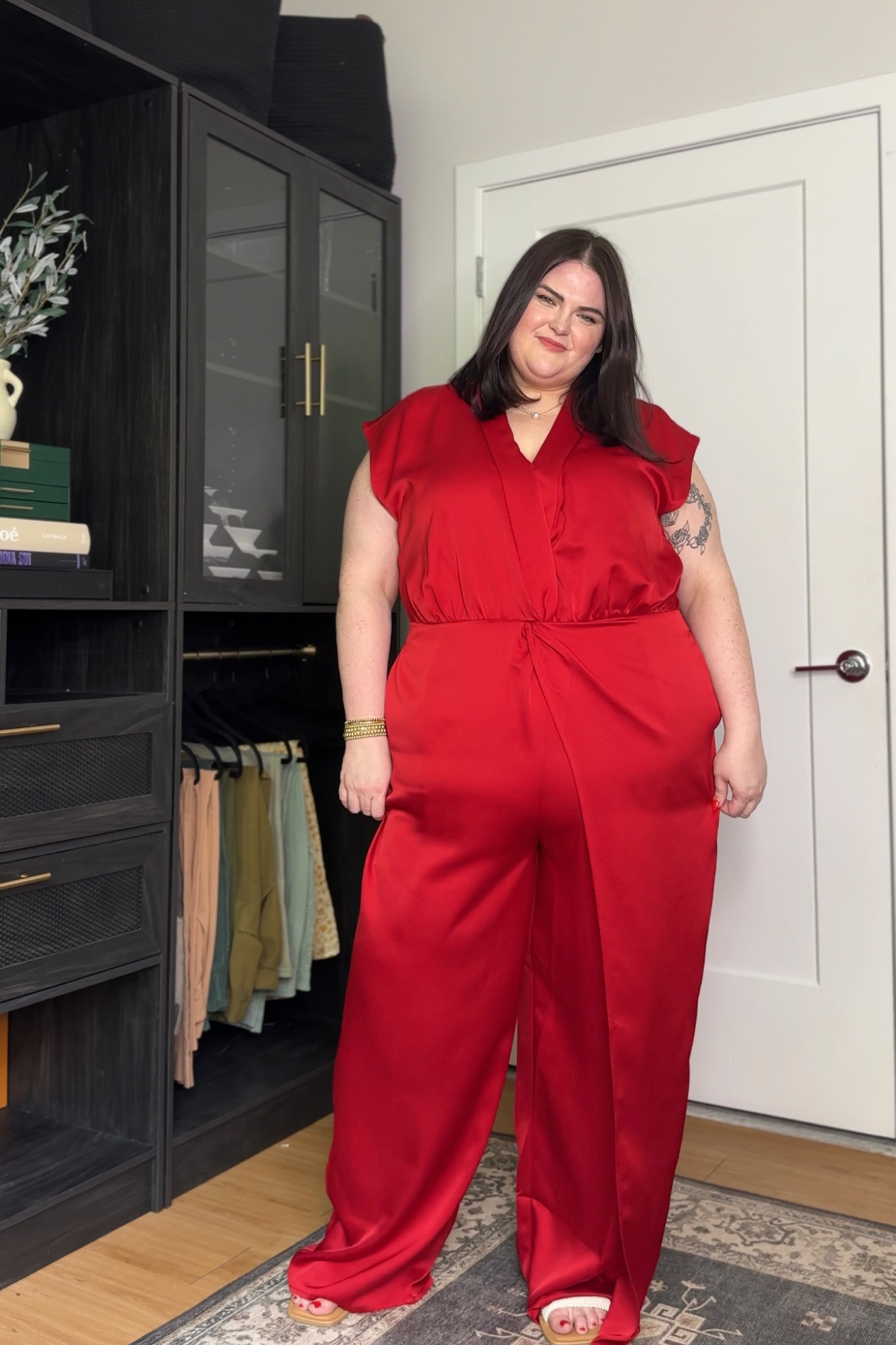 Red jumpsuit for plus 2024 size