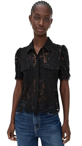 Generation Love Women's Mina Lace Shirt, Black, L | Amazon (US)