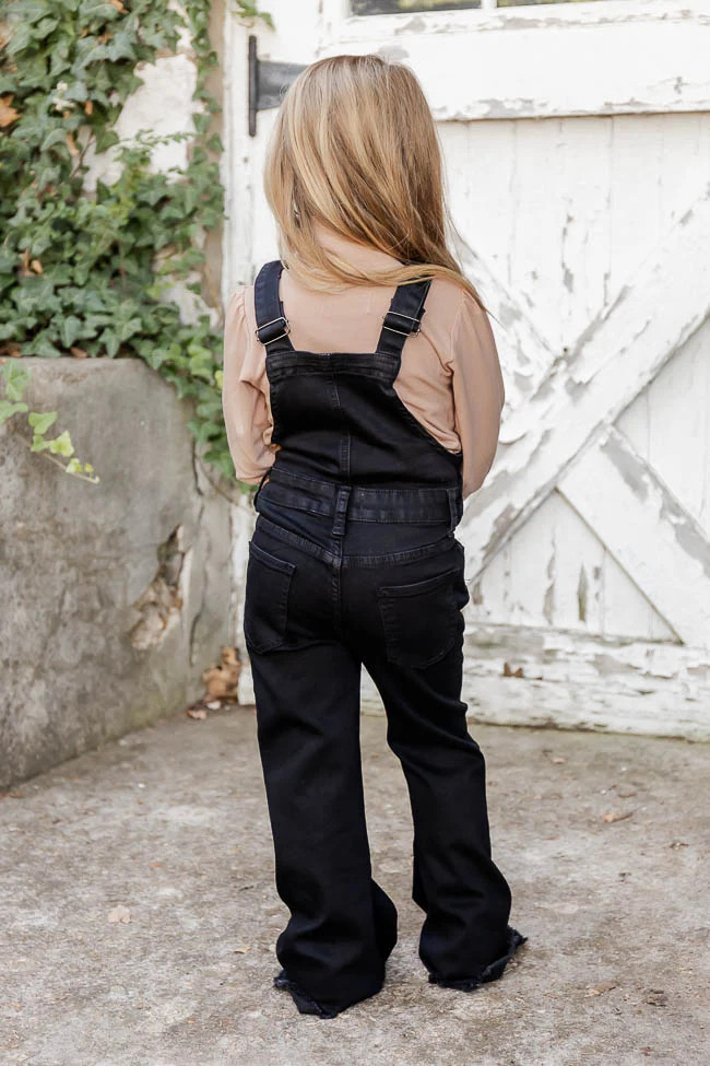 My Baby Loves Me Kids Black Flare Overalls | Pink Lily