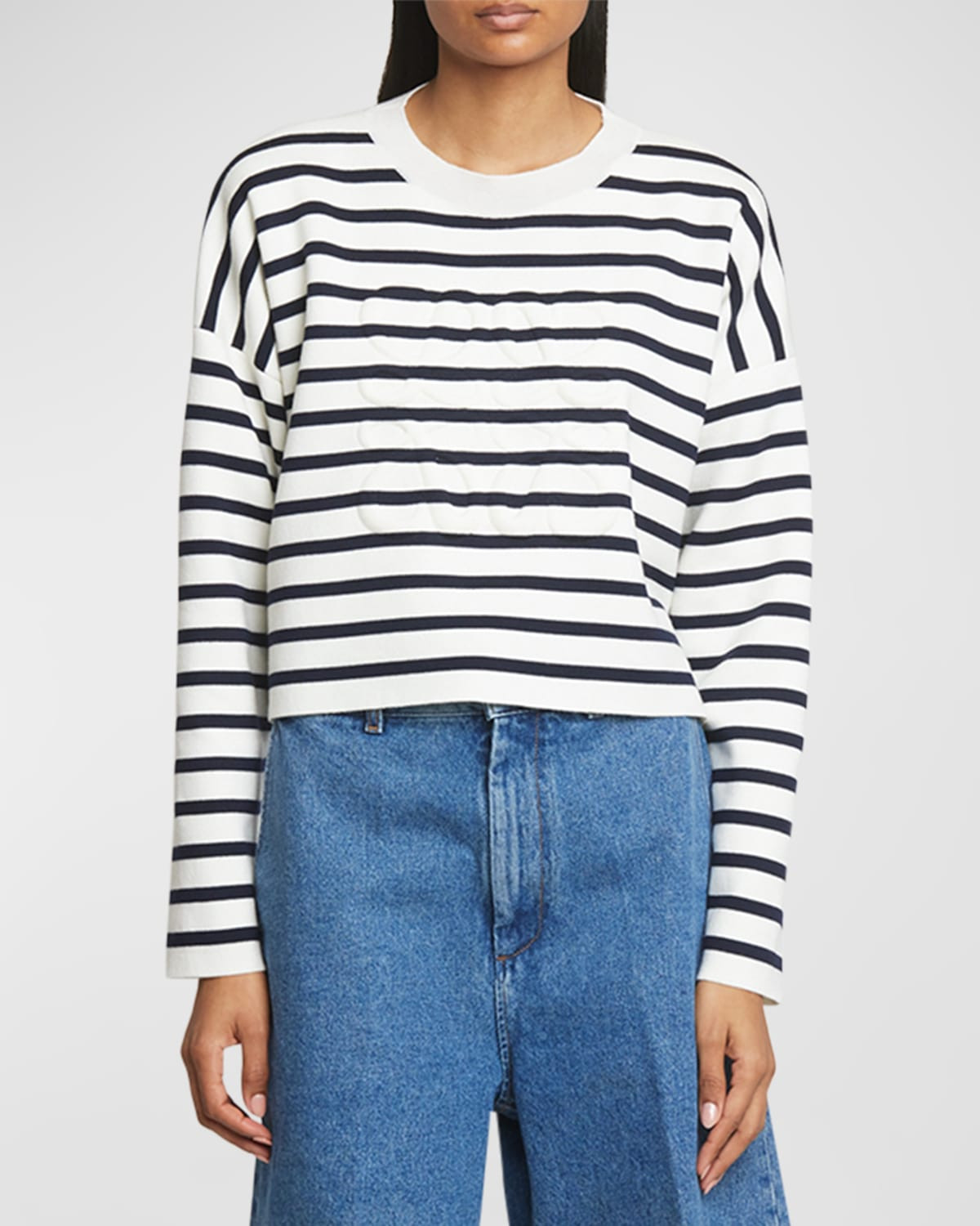 Striped Wool-Blend Sweater with Anagram Detail | Neiman Marcus