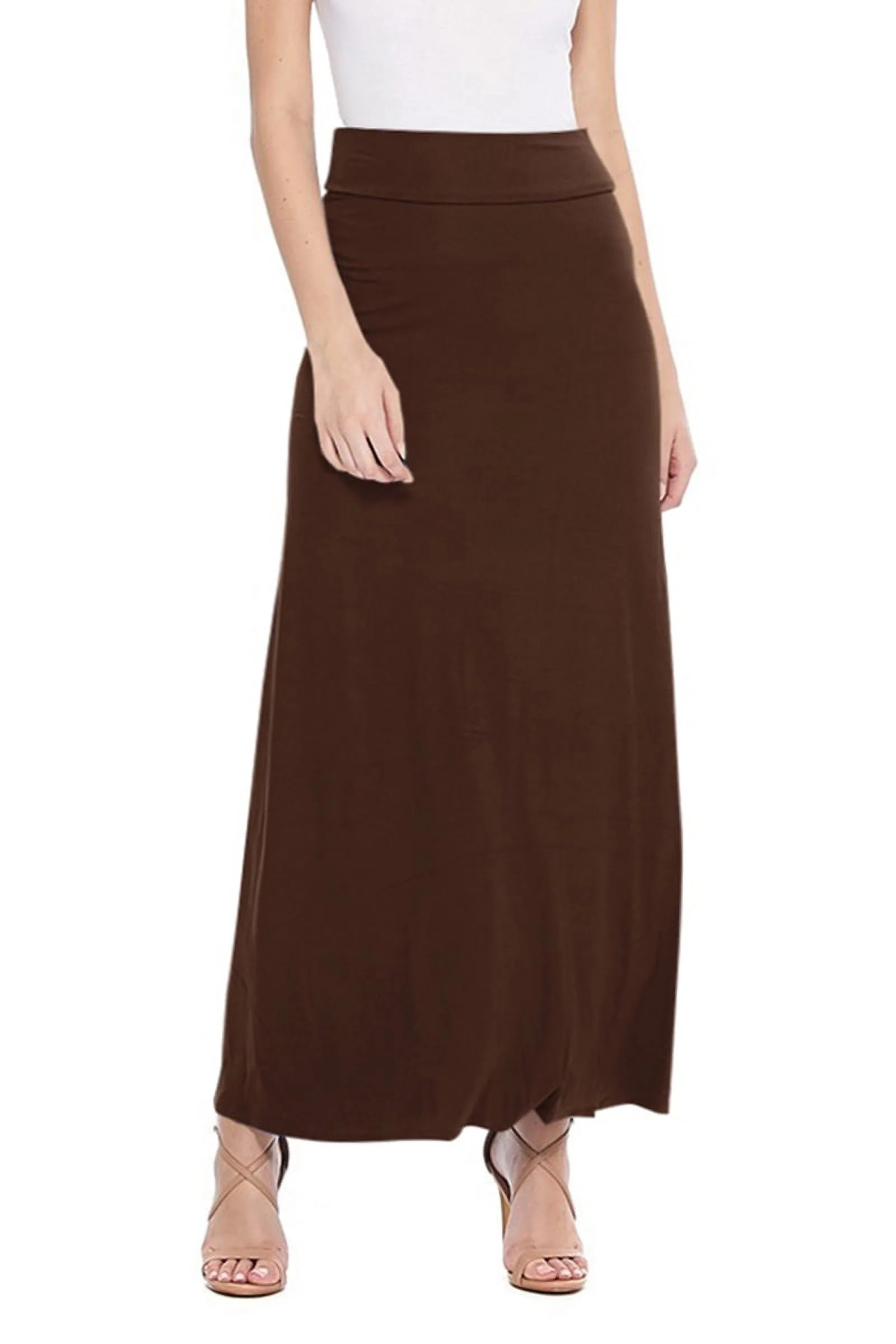 Women's Casual Foldable Waist Comfy Loose Fit Solid Maxi Skirt S-3XL | Walmart (US)