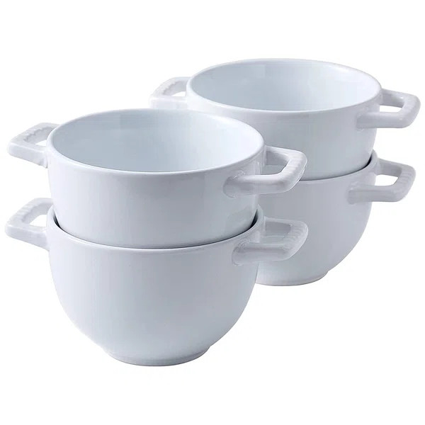 Set Of 4 Large Soup Crocks With Handles For Cereal Bowl, Soup, Stew, Chilli, - Oven Safe Ceramic ... | Wayfair North America