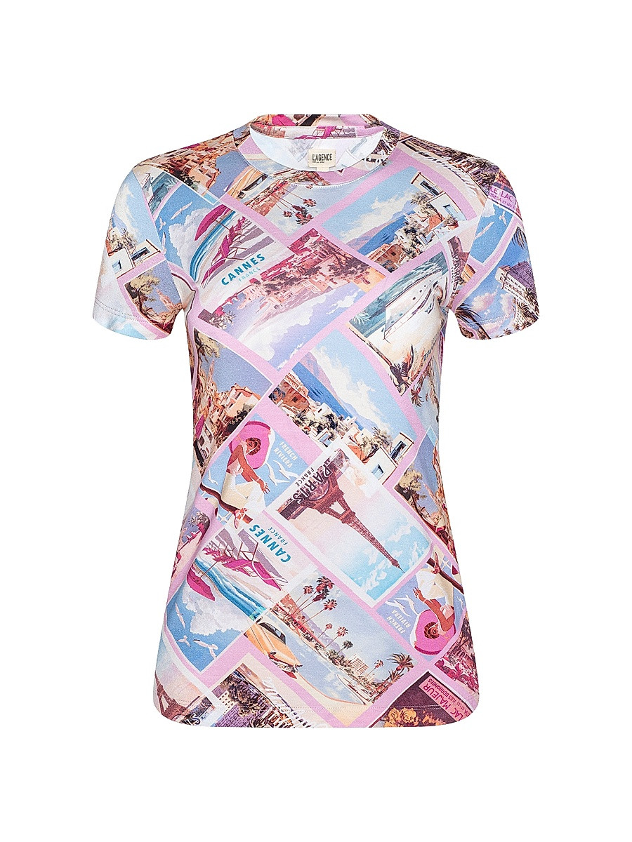Women's Ressi Postcard Crewneck T-Shirt - Light Pink Postcard Print - Size XS | Saks Fifth Avenue