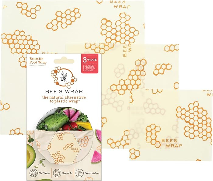 Bee's Wrap Beeswax Wraps for Food - Honeycomb 3 Pack (S, M, L) Made in USA Reusable & Organic Foo... | Amazon (US)
