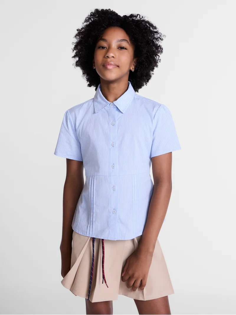 Weekend Academy Girls Button Front Shirt, Sizes 4-18 | Walmart (US)