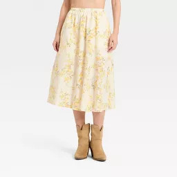 Women's Pull-On Midi Skirt - A New Day™ White Floral XS | Target