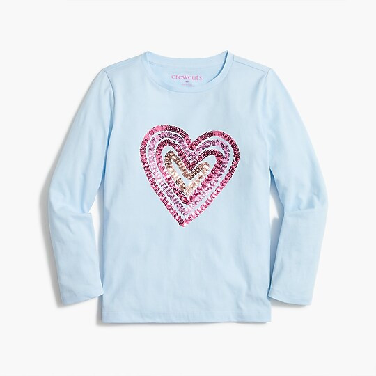 Girls' long-sleeve sequin heart graphic tee | J.Crew Factory