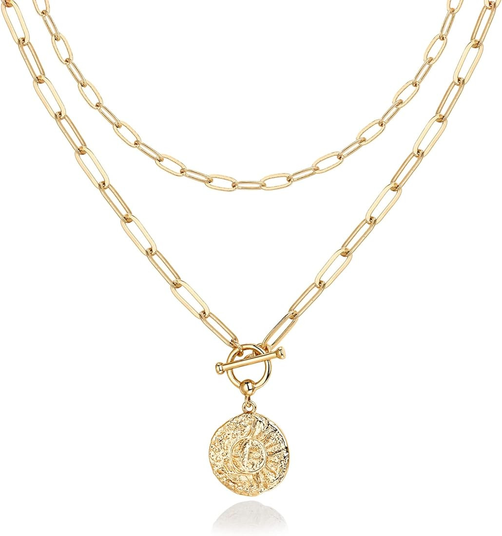 PAVOI 14K Gold Plated Layering Necklaces | Stylish Minimalist Design Pendant Necklaces | Bar, Lot... | Amazon (US)