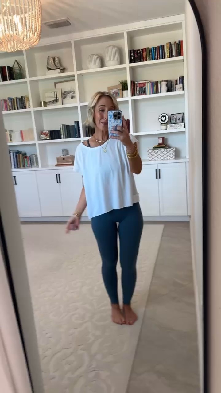 Amazon - mix & match active wear : No Front Seam Leggings - size small; Standard. 25 colors, 2 lengths. Bowknot Strappy Light‑Impact Sports Bra - size small (could have done an XS). 9 colors. Open Back Short Sleeve Workout Shirt - size small. 20 colors.