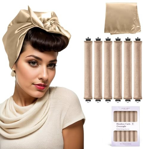 Overnight Hair Curlers Heatless Curls - 6 Pcs No Heat Blowout Curling Rods to Sleep In with Satin Hair Scarf | Amazon (US)
