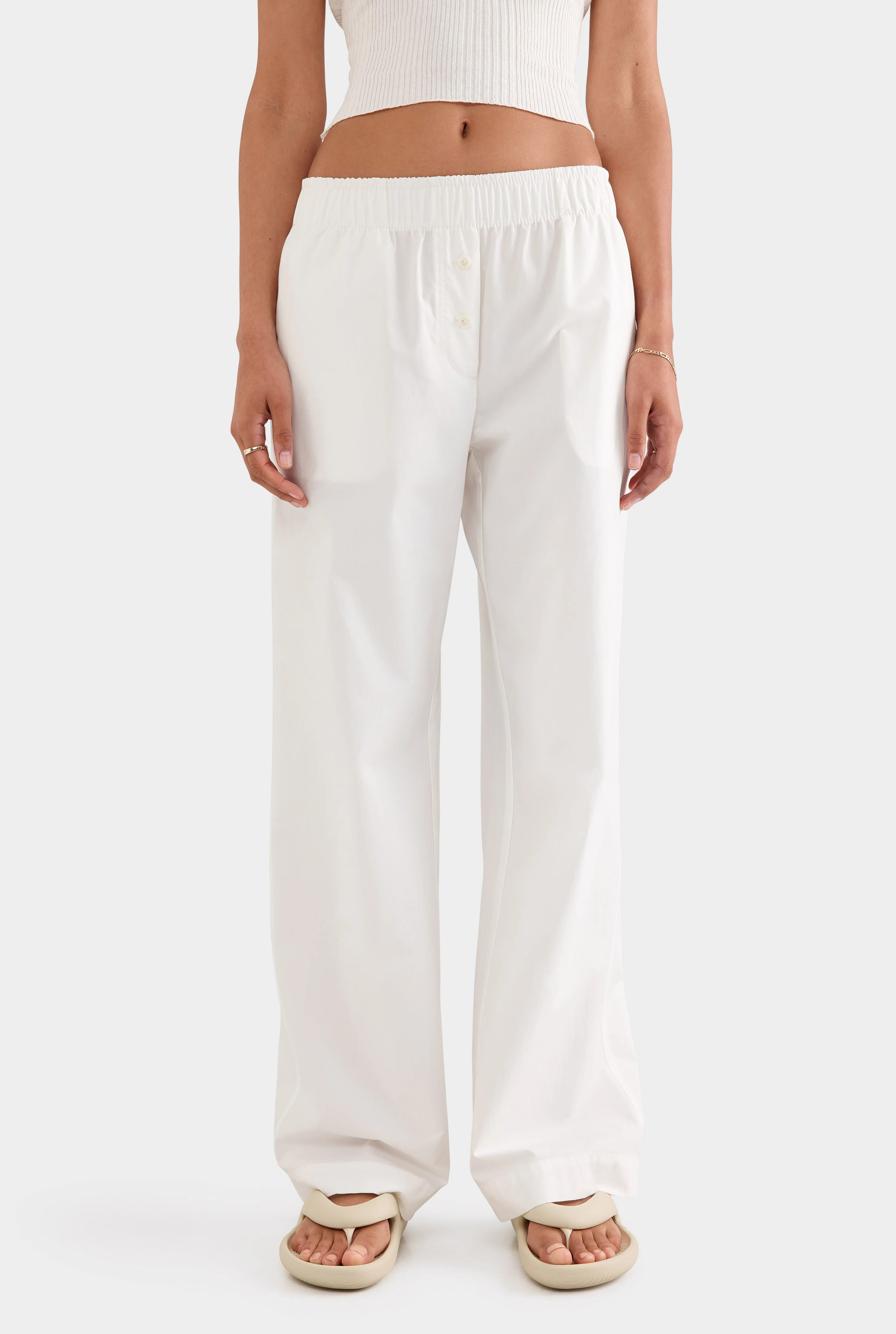 Womens Cotton Poplin Pant in White | Venroy | Venroy AU