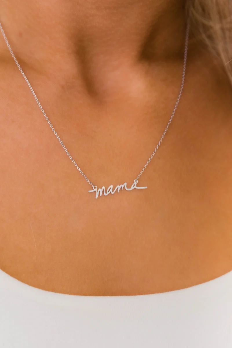 Dazzling Days Mama Necklace Silver | The Pink Lily Boutique