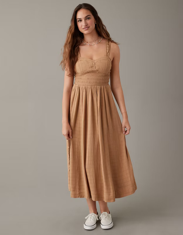 AE Corset Babydoll Midi Dress | American Eagle Outfitters (US & CA)