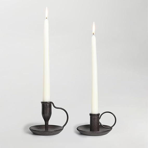 Matte Black Iron Candle Holder with Handle 2 Pcs Taper Candle Sticks Holder Decor Farmhouse Candl... | Amazon (US)