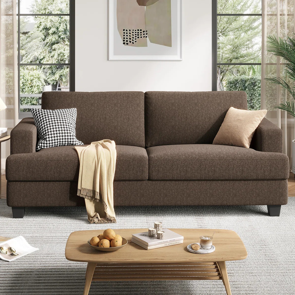 84.2” Upholstered Loveseat Sofa, Linen Fabric 2 Seater Couch For Apartment Bedroom Living Room ... | Wayfair North America