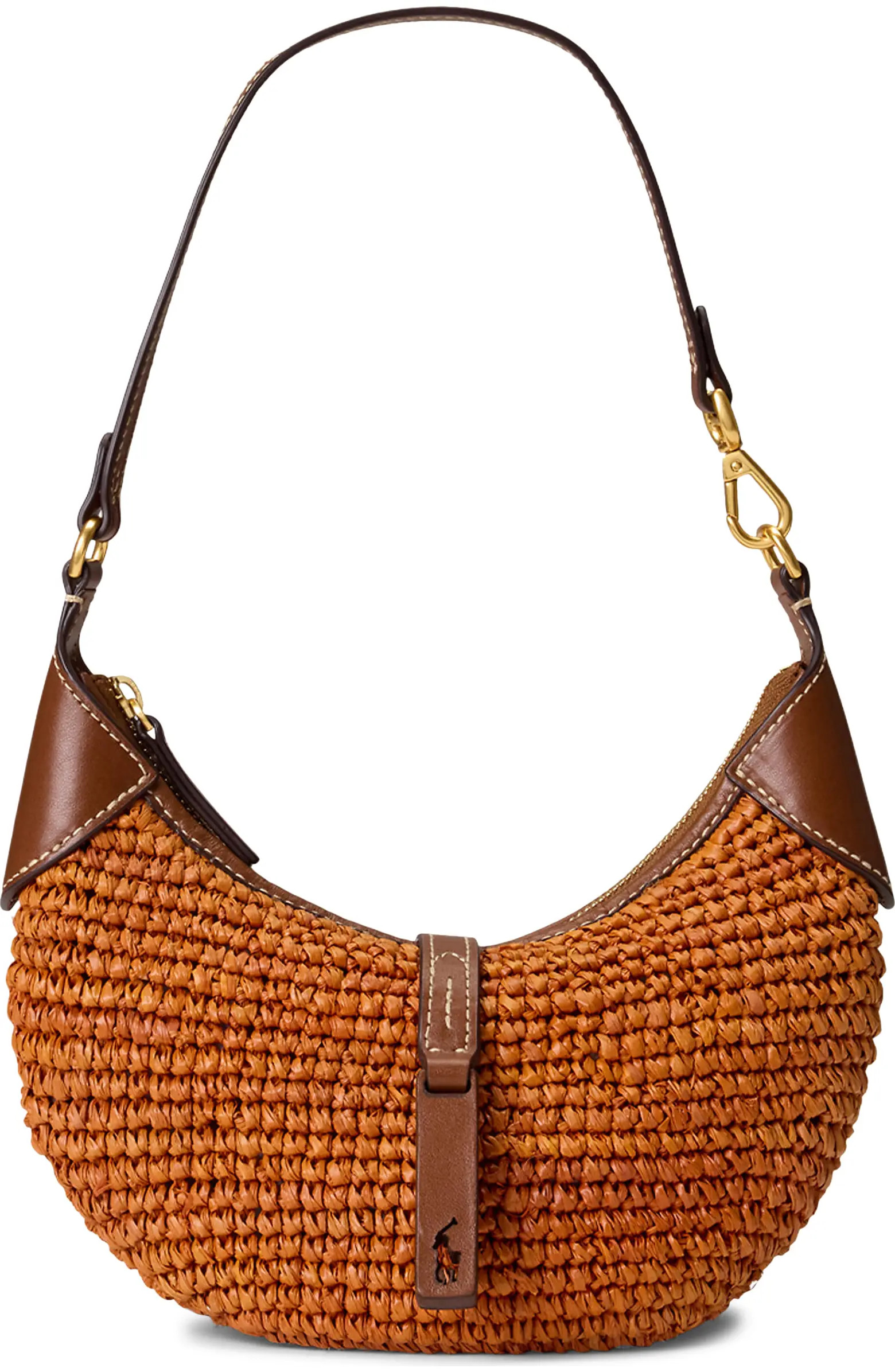 Small Polo ID Raffia Shoulder Bag | Nordstrom