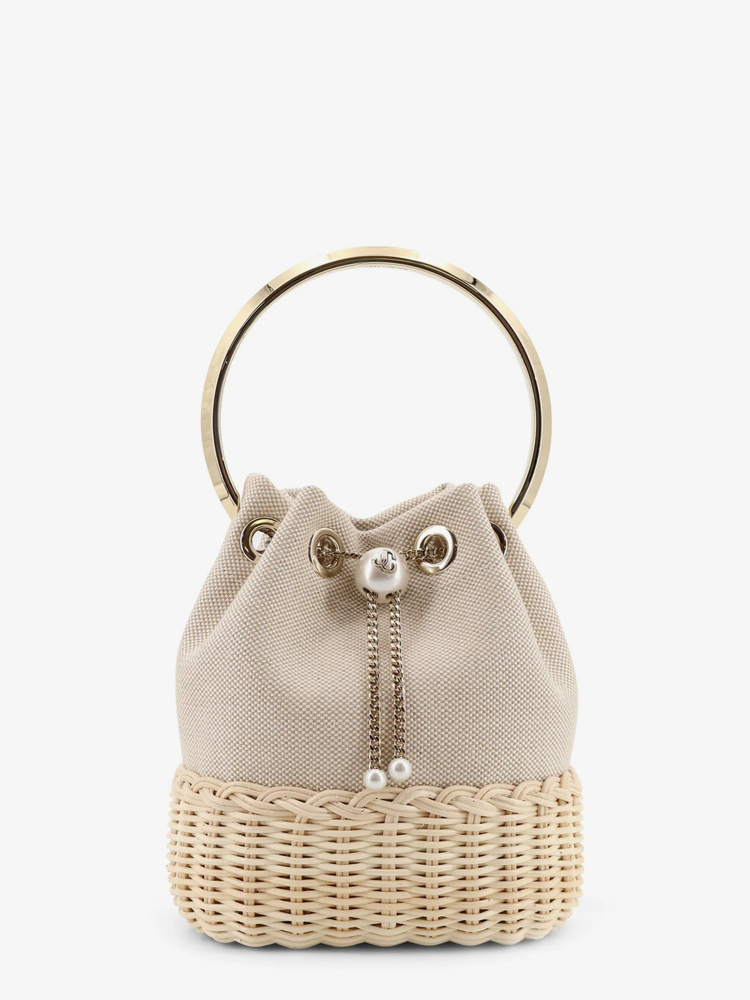 Bon Bon raffia and canvas bucket bag - JIMMY CHOO - gender_Woman | Nugnes 1920