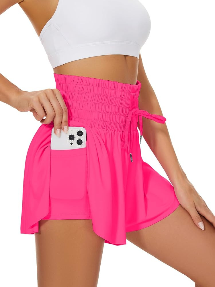 High Waist Flowy Athletic Shorts for Women High Rise Workout Gym Butterfly Shorts | Amazon (US)