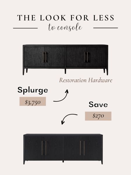 Get the look for less! This tv stand is the perfect dupe to the RH French Contemporary Panel 4-Door Media Console. 
#restorationhardware #rhdupe #splurge #save #livingroom #mediaconsole #moderntvstand #contemporarytvstand