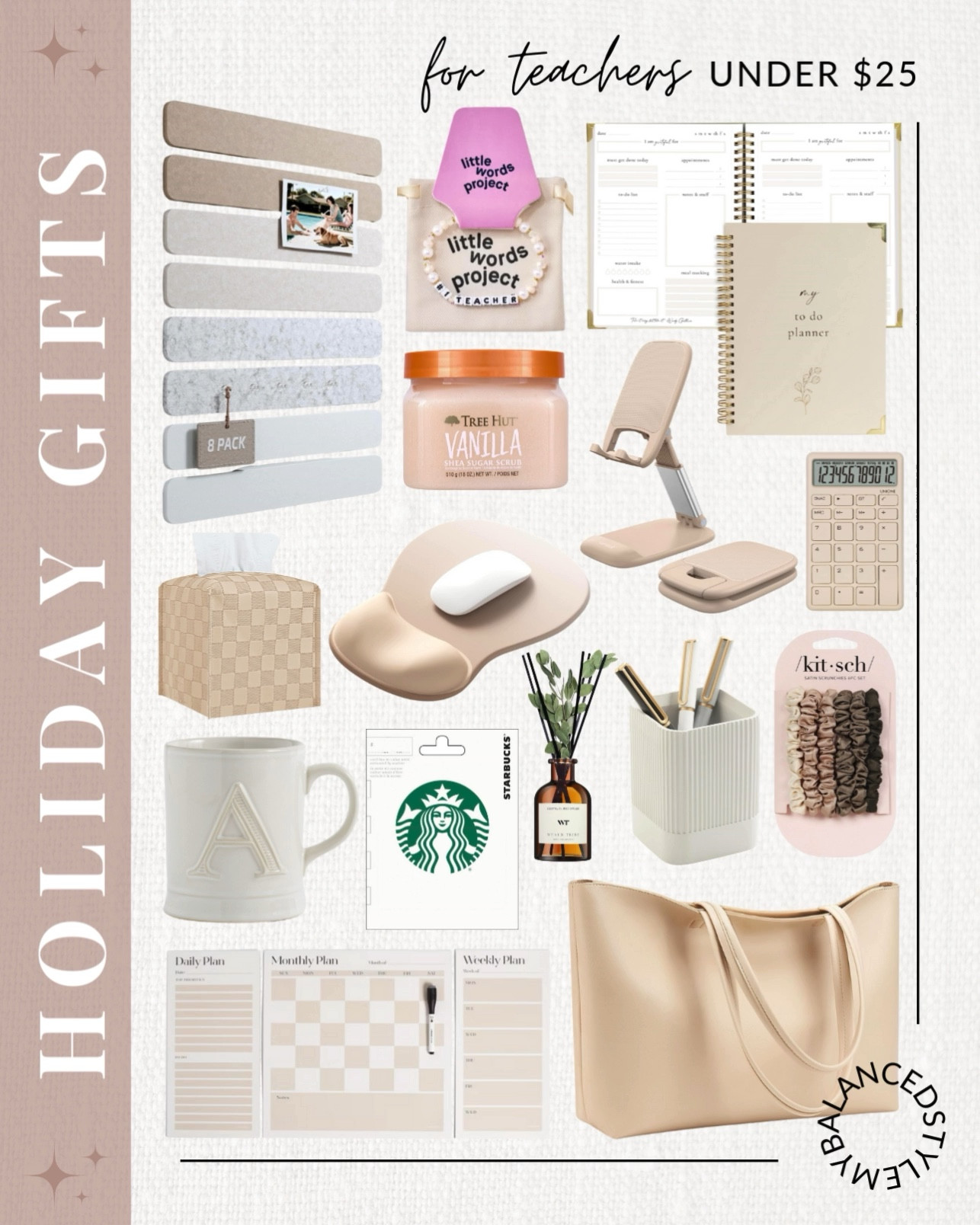 Gift guide for teachers under $25

handwritten thank you cards
personalized desk accessories
scented candle gifts
cute coffee mugs
quality pens and markers
desktop plant pots
fun sticky note sets
treat gift baskets
bookstore gift cards
insulated travel tumblers

#LTKGiftGuide #LTKSaleAlert #LTKHoliday