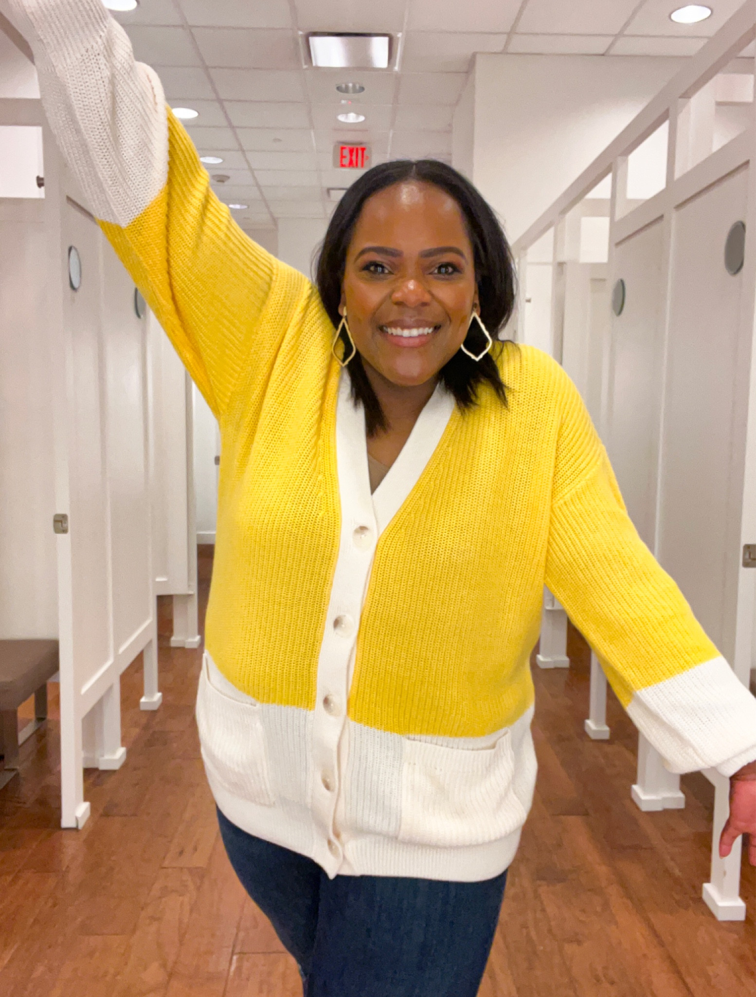 Yellow block cardigan from LOFT! Wearing the XL. 

#LTKworkwear #LTKsalealert #LTKstyletip