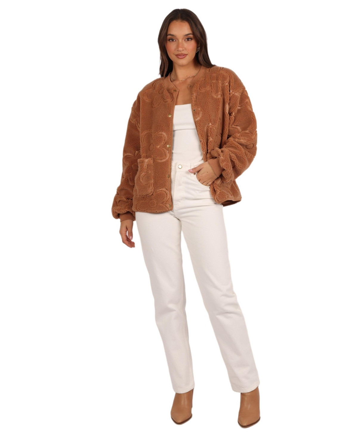 Petal and Pup Women's Lasky Flower Pattern Button Down Jacket - Camel | Macy's