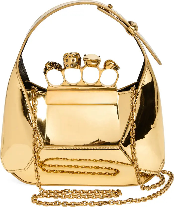 Mini Jewelled Metallic Faux Leather Hobo | Nordstrom