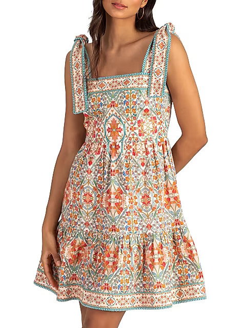 Faye Smocked Cotton-Blend Minidress | Saks Fifth Avenue