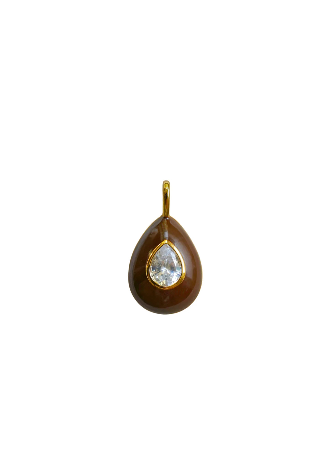 Chocolat Enamel Teardrop Bezel Charm | Nicola Bathie Designs