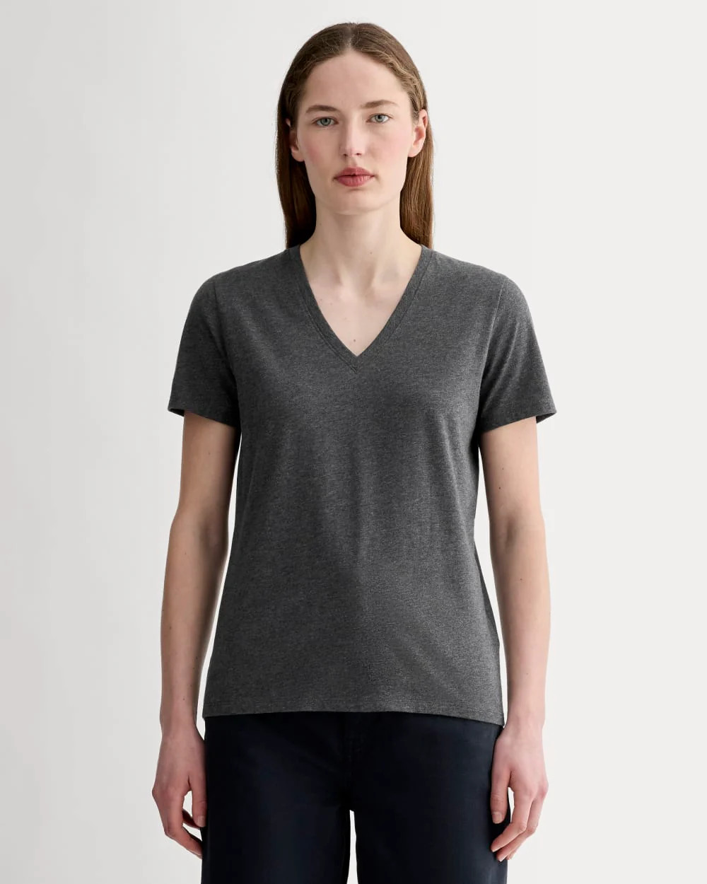 The Slim V-Neck Tee in Essential Cotton | Heathered Soot | Everlane