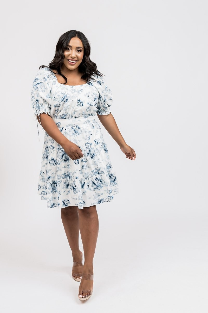Puff Sleeve Dress - Blue Floral | Rachel Parcell
